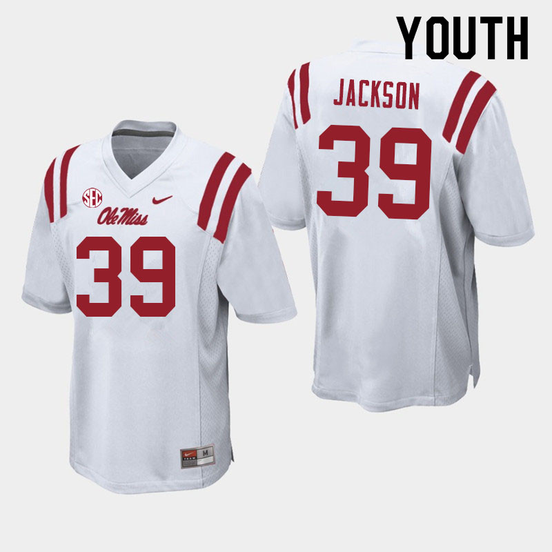 Dink Jackson Ole Miss Rebels NCAA Youth White #39 Stitched Limited College Football Jersey GFV3558FF
